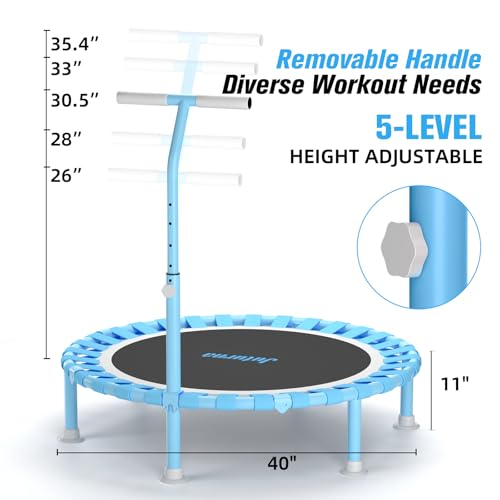 Stable 450 LBS Foldable Mini Trampoline, Blue, for Kids & Adults
