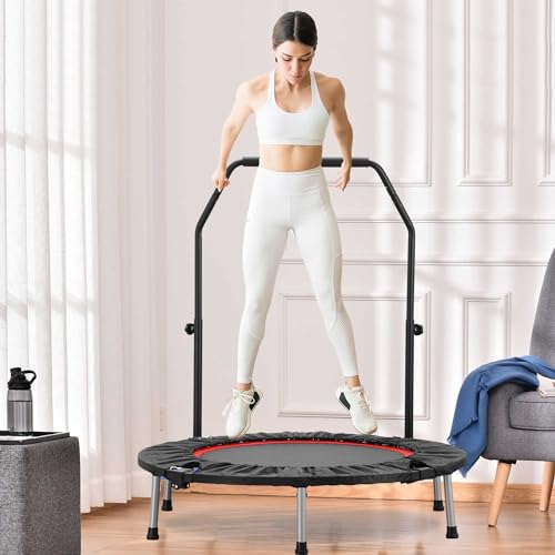 ZENOVA Adjustable Handle 40" Foldable Trampoline for Adults