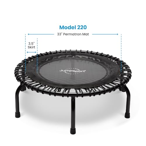 JumpSport Essential Mini Fitness Trampoline, 39", 250 Lbs, No-Tip Stable Legs