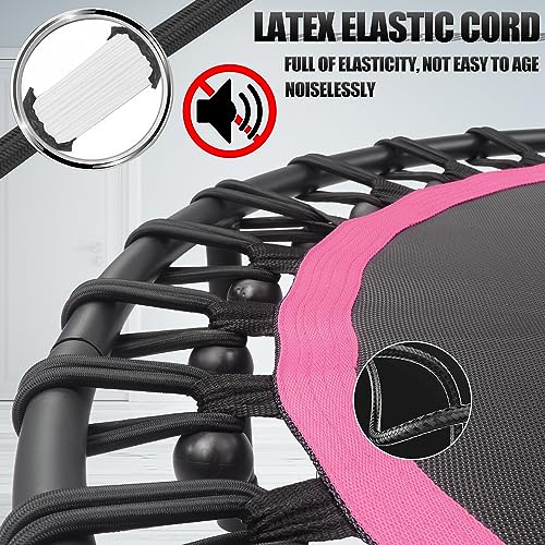 Silent Mini Trampoline for Adults - 40-48 Bungee, 330lbs Max Weight